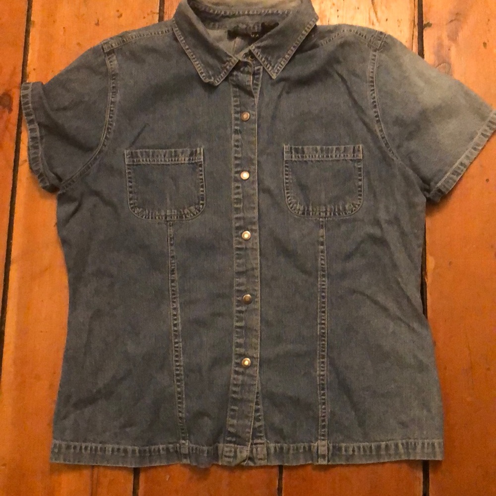 Short-sleeved Denim snap down